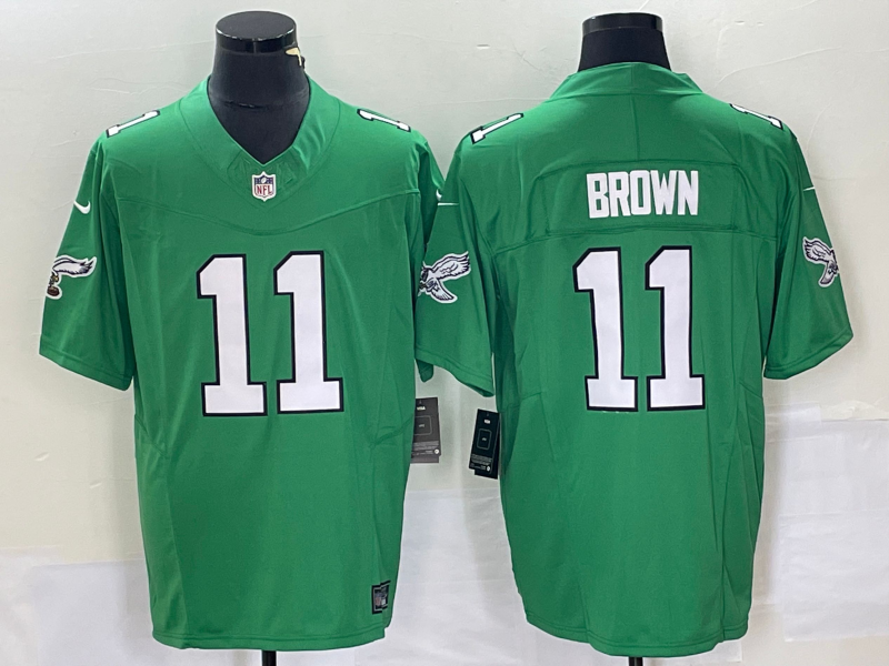 Men's Philadelphia Eagles A.J. Brown #11 Kelly Green Game jersey