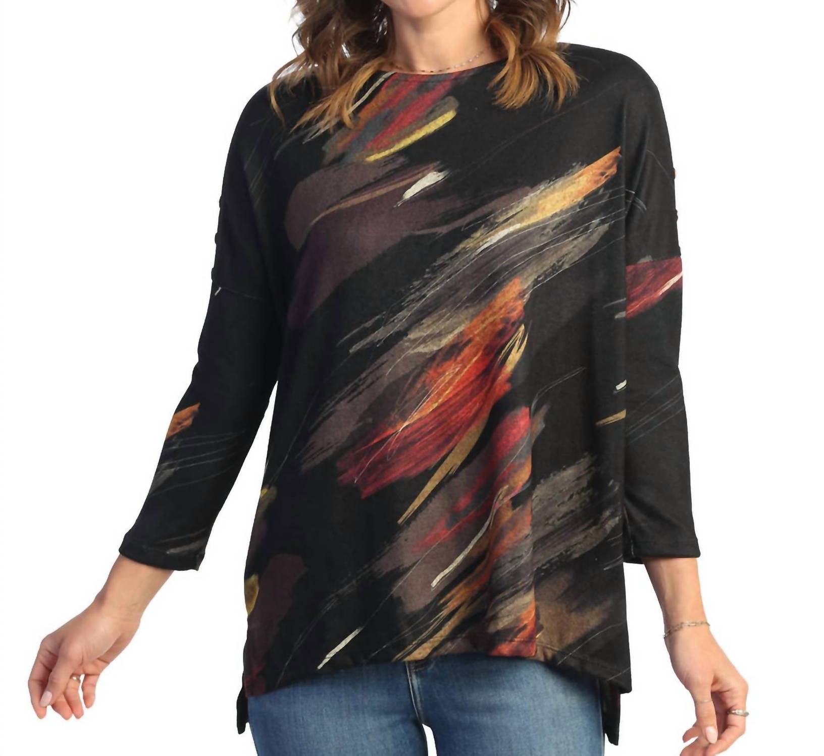 Dunes French Brushed Knit Top In Black