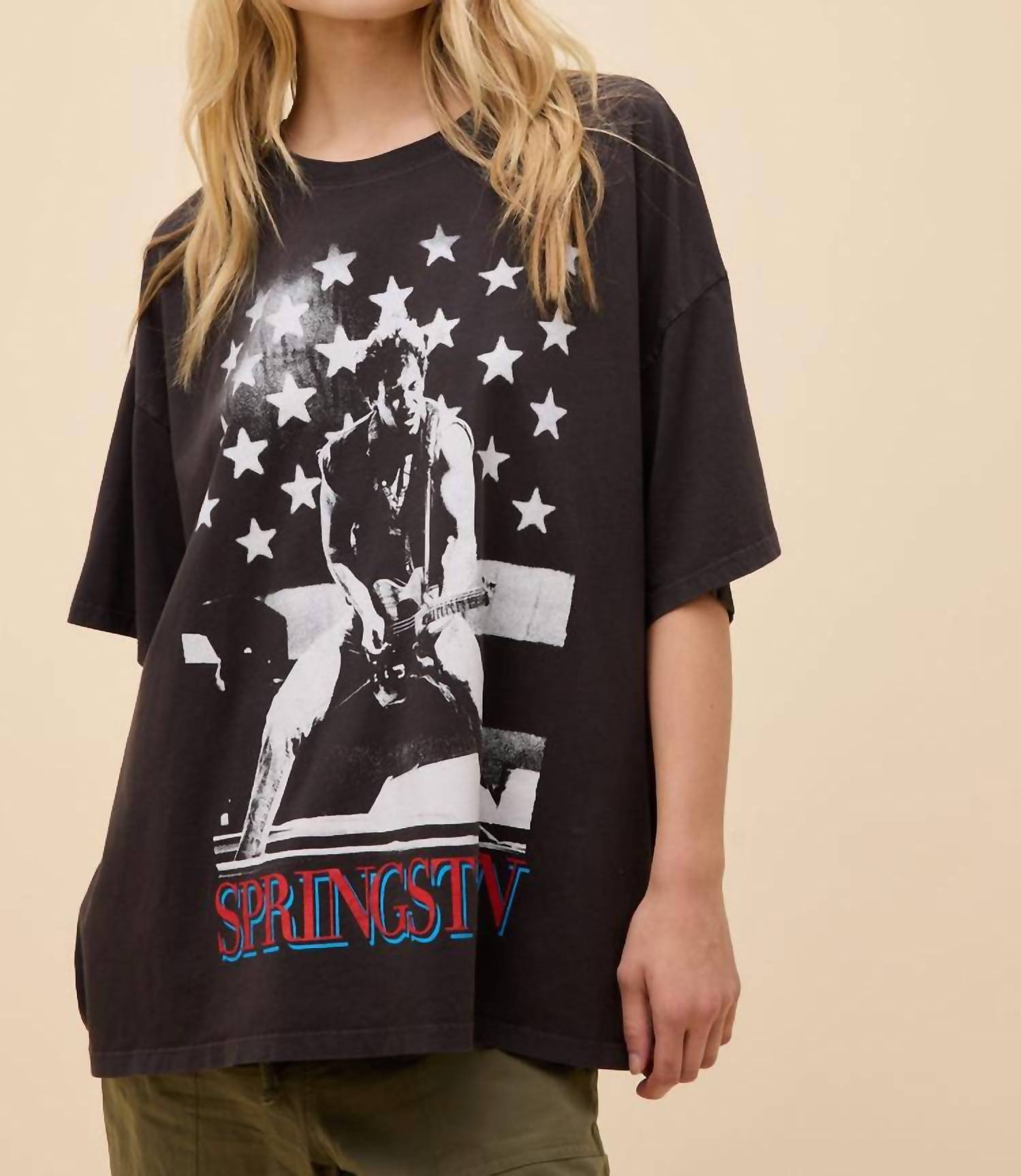 Bruce Springsteen Rockin America Tee In Reactive Black
