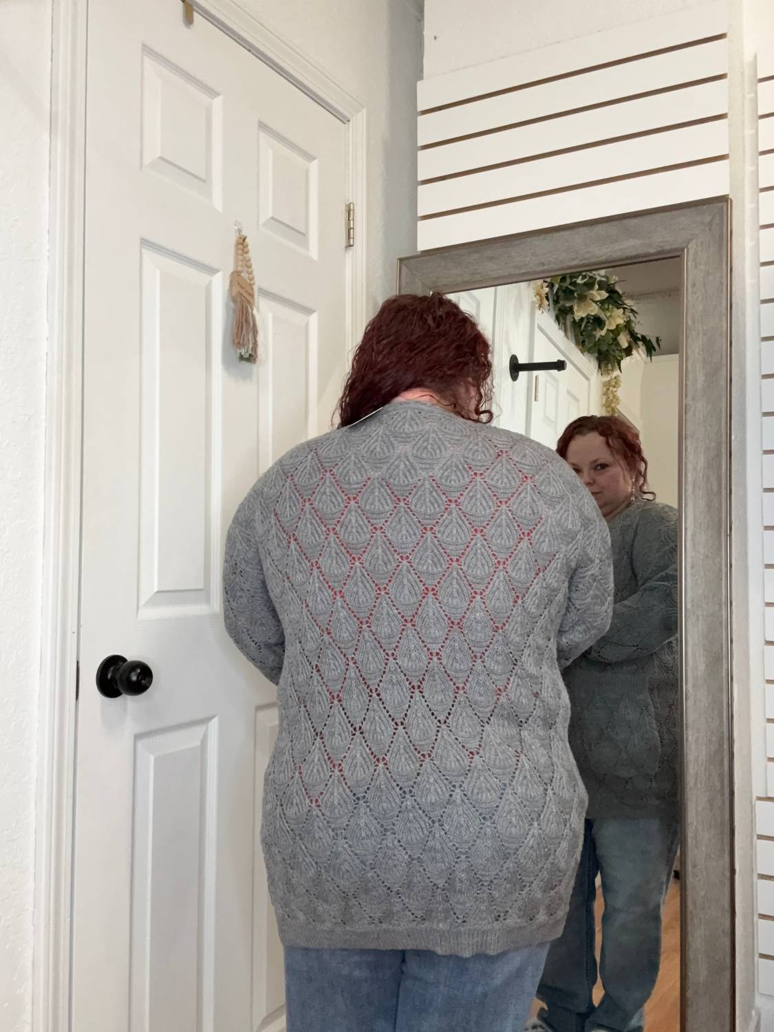 Romona Open Knit Cardigan In Gray