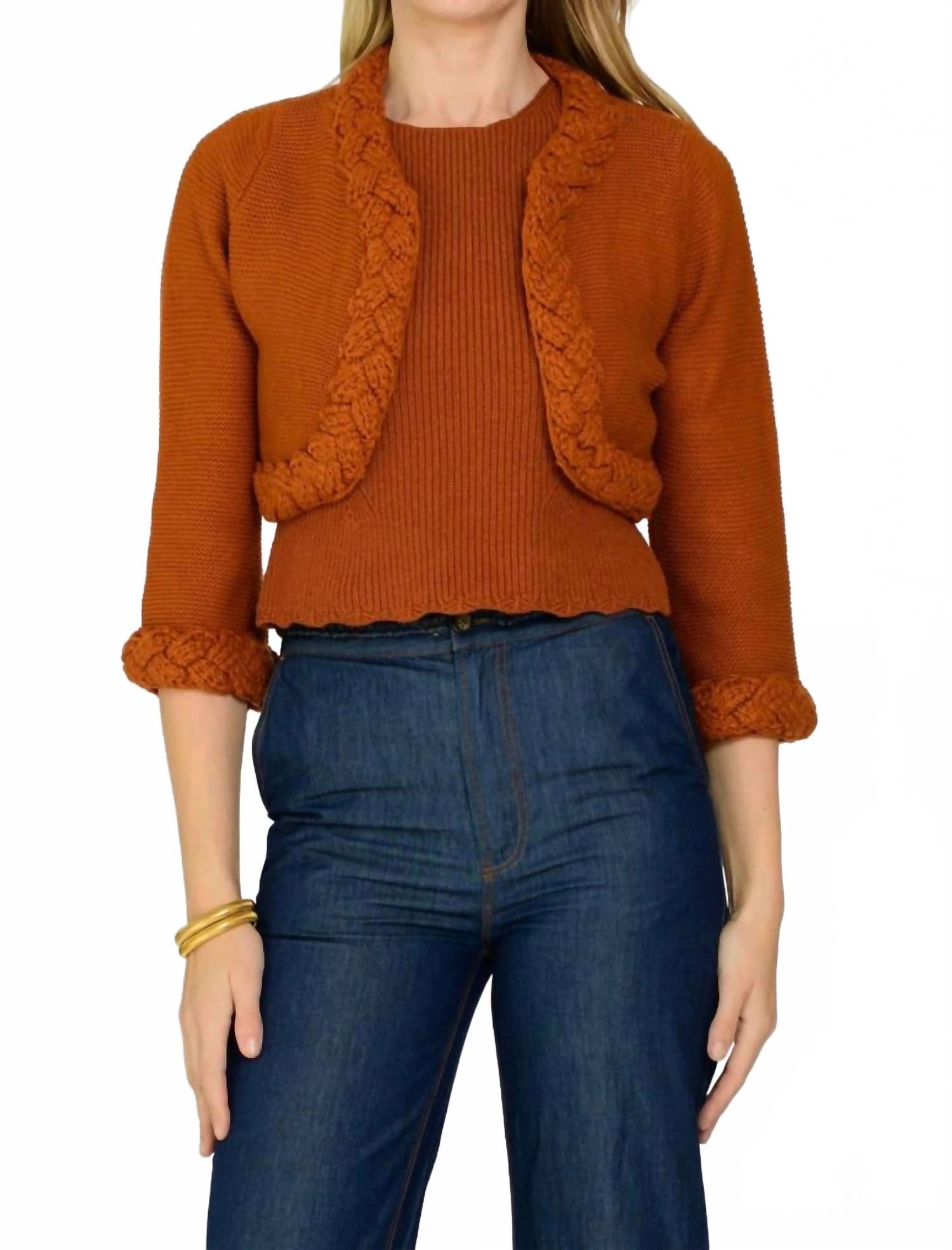 Honey Cardigan Top In Amber