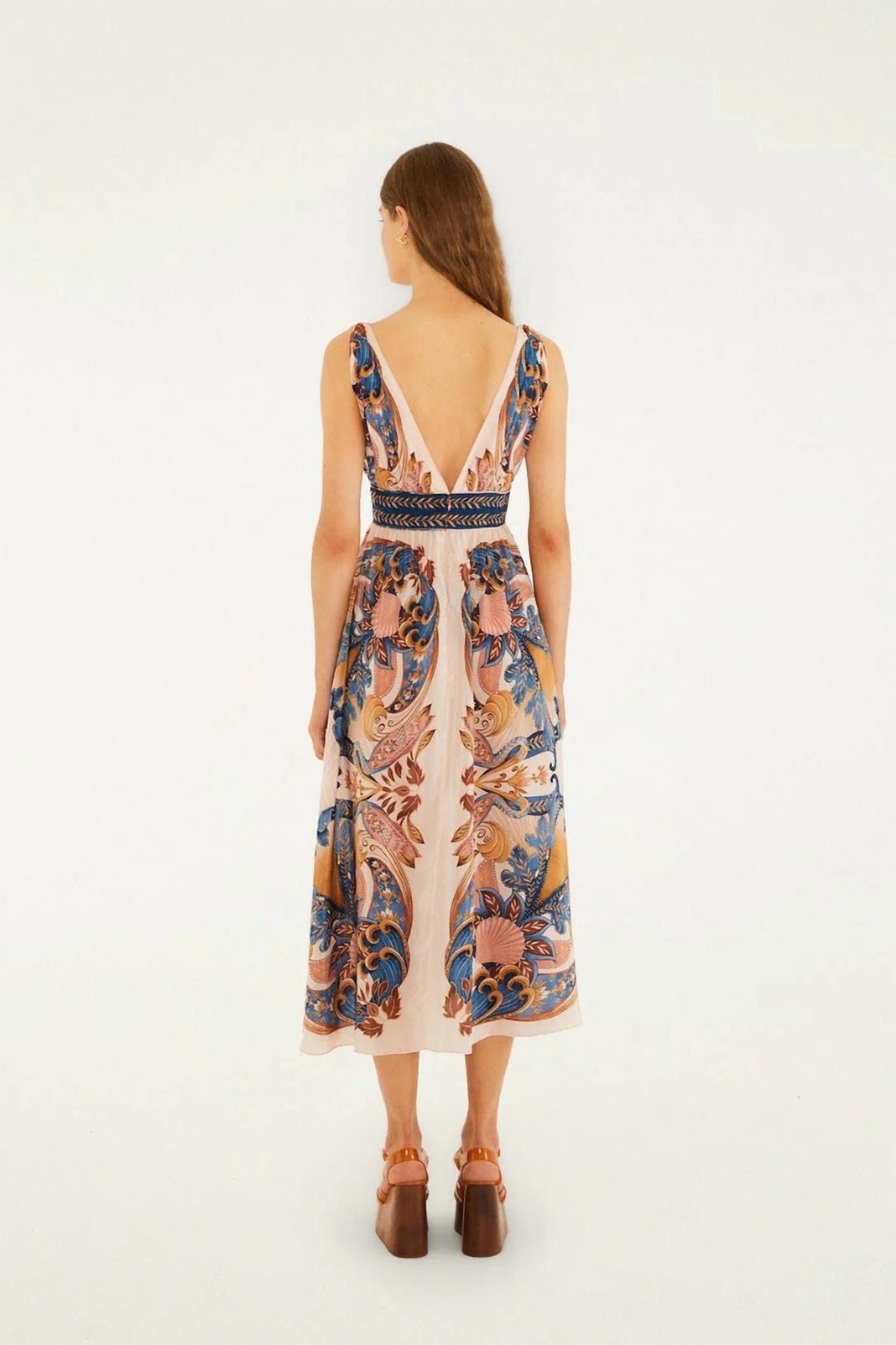 Garden Scarf Midi Dress In Soft Pink