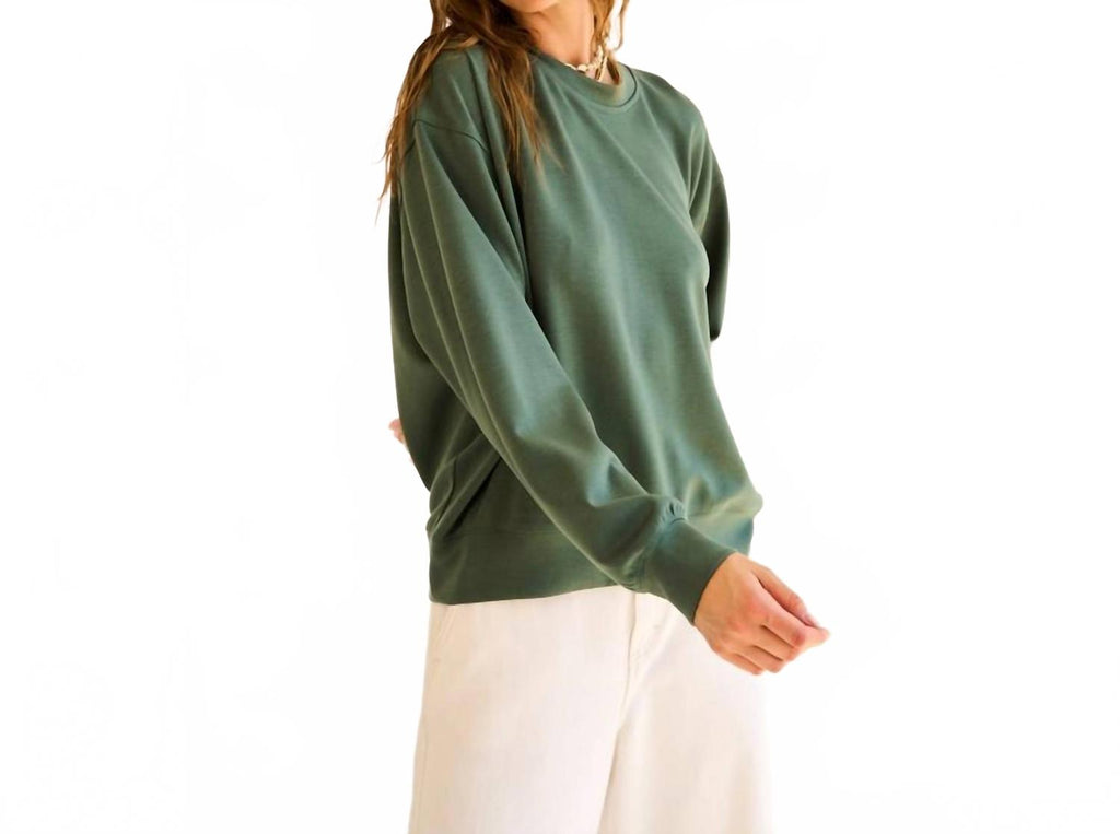 Sweater Pullover With Zipper On Sleeve In Sea Green