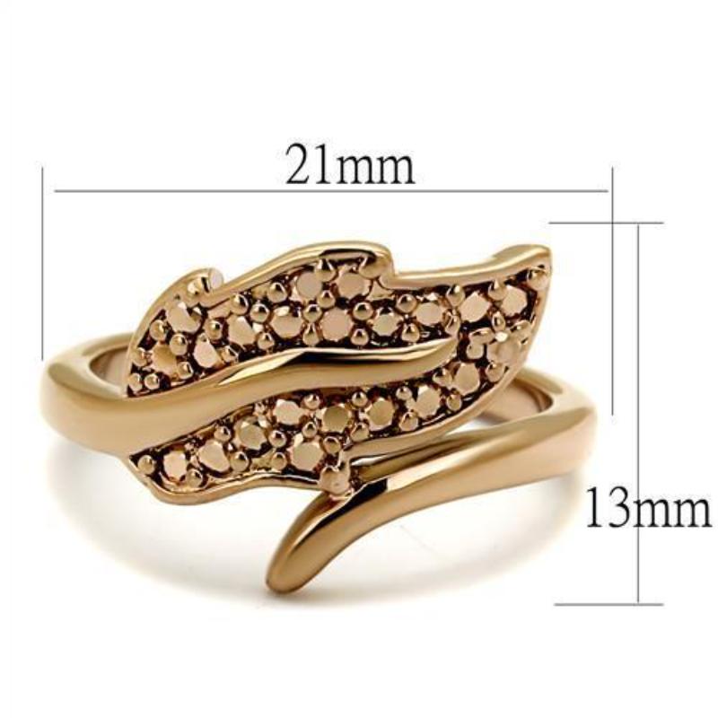 IP Rose Gold(Ion Plating) Brass Ring with AAA Grade CZ in Metallic Light Gold