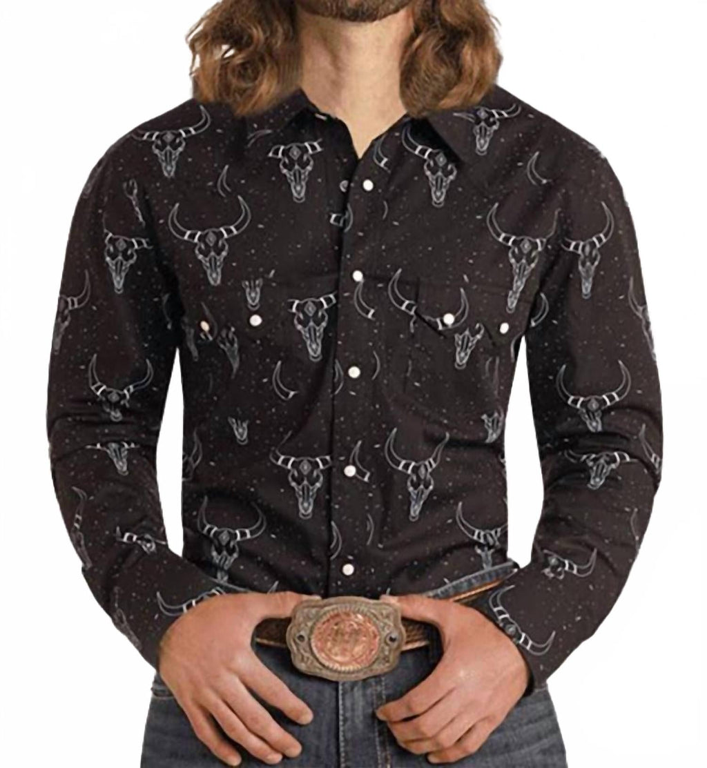 Men's Snap Shirt In Black