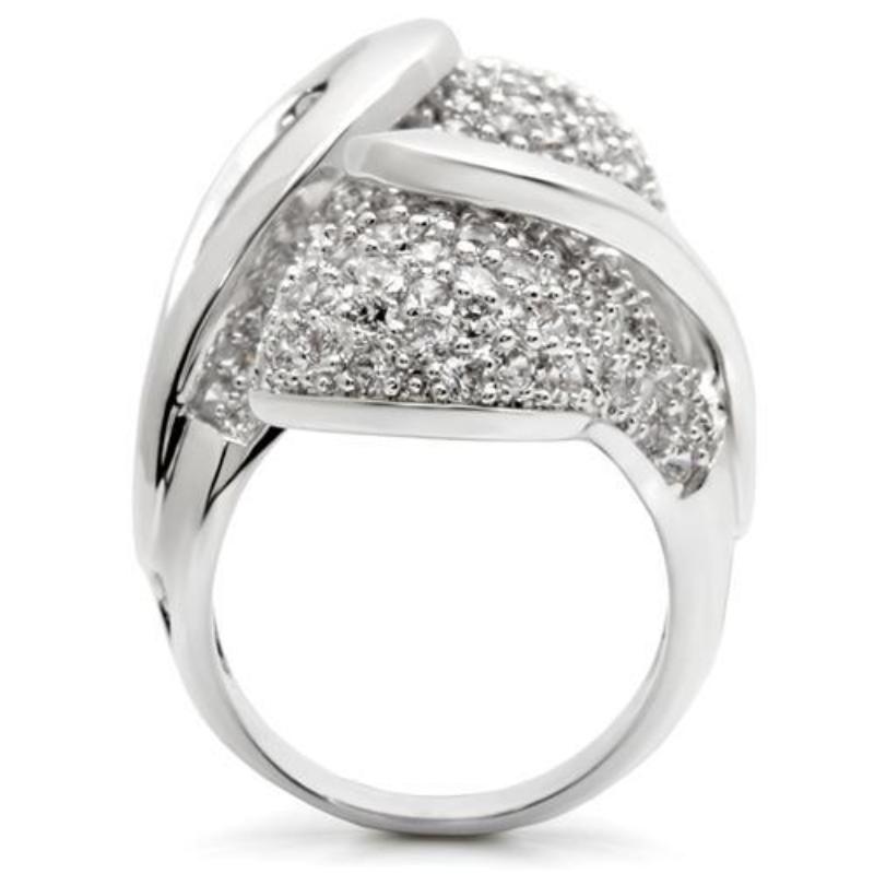 Rhodium Brass Ring with AAA Grade CZ in Clear