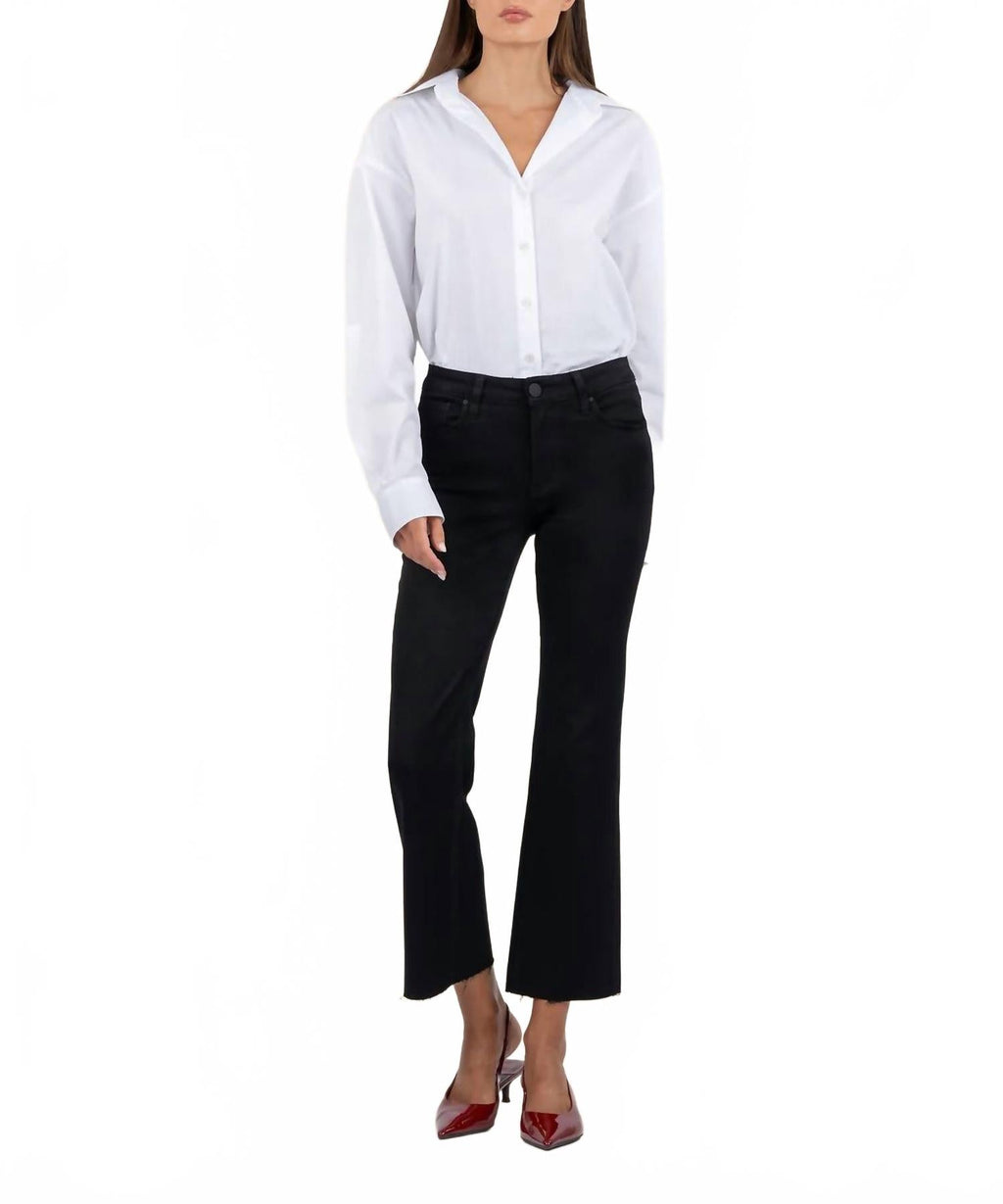 Kelsey Mid Rise Flared Leg Jeans In Black
