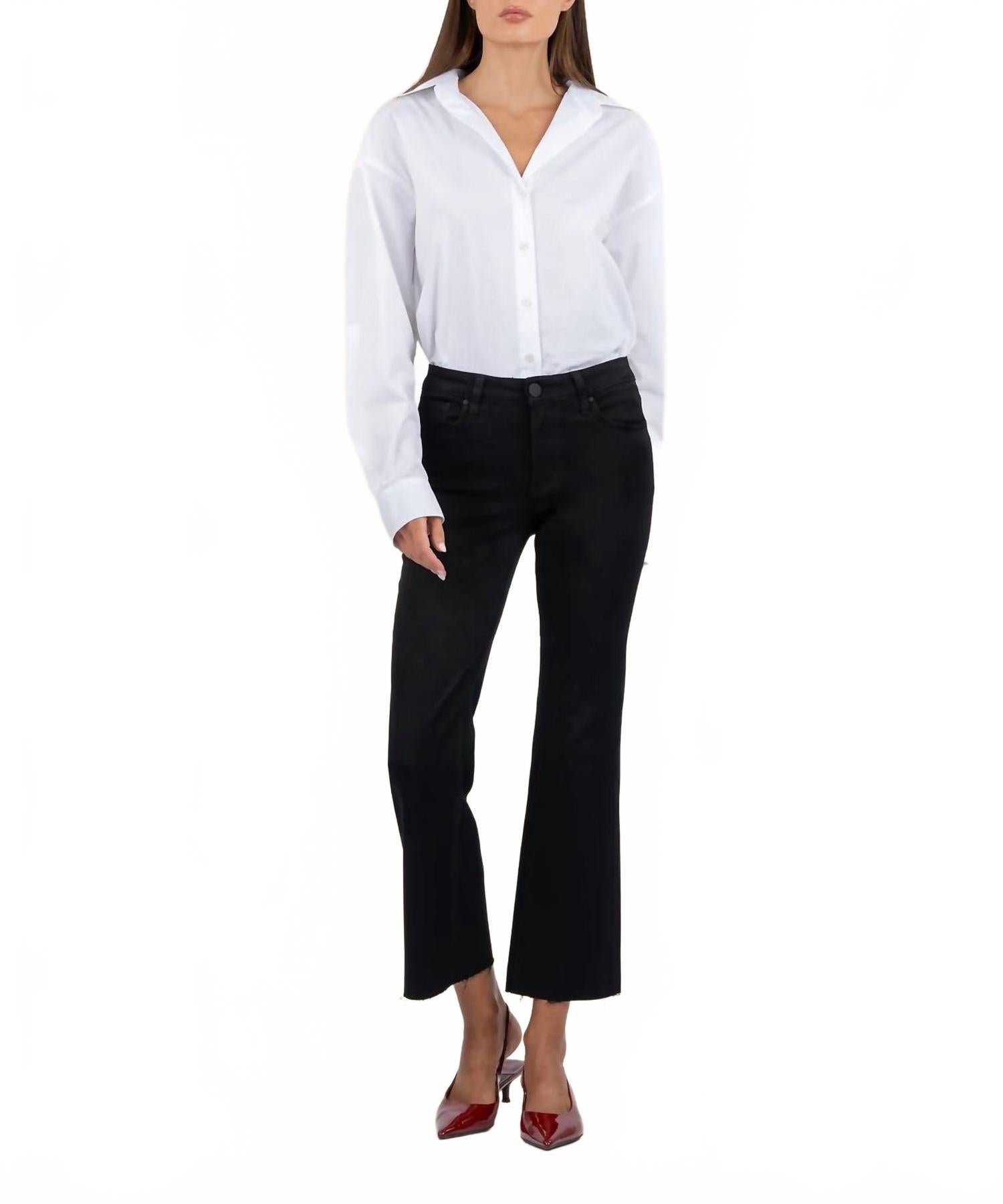 Kelsey Mid Rise Flared Leg Jeans In Black