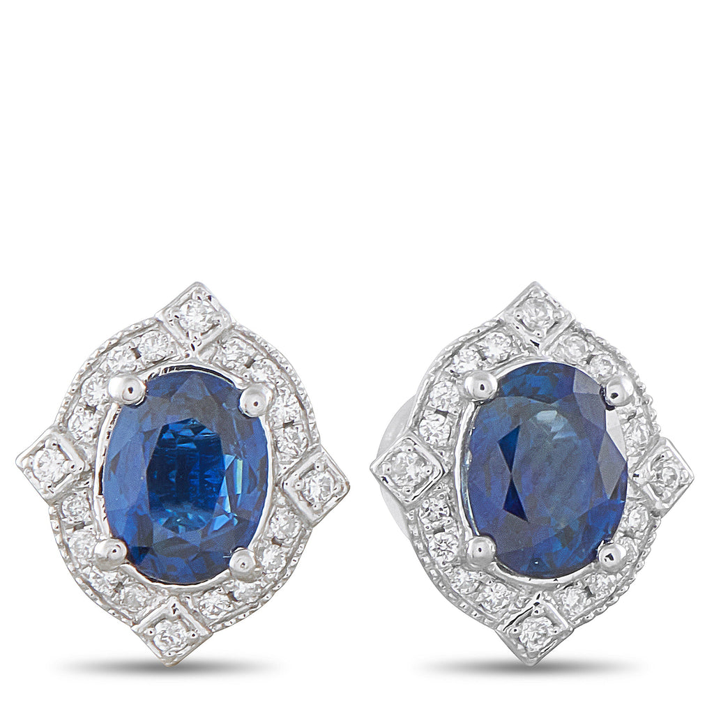 LB Exclusive Platinum 0.15ct Diamond and Sapphire Earrings MF20-041026