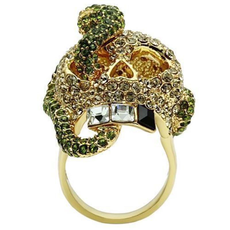 Gold White Metal Ring with Top Grade Crystal in Multi Color