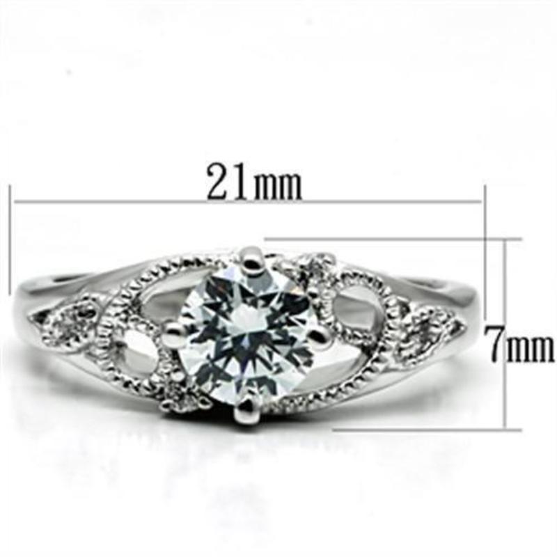 Rhodium Brass Ring with AAA Grade CZ in Clear
