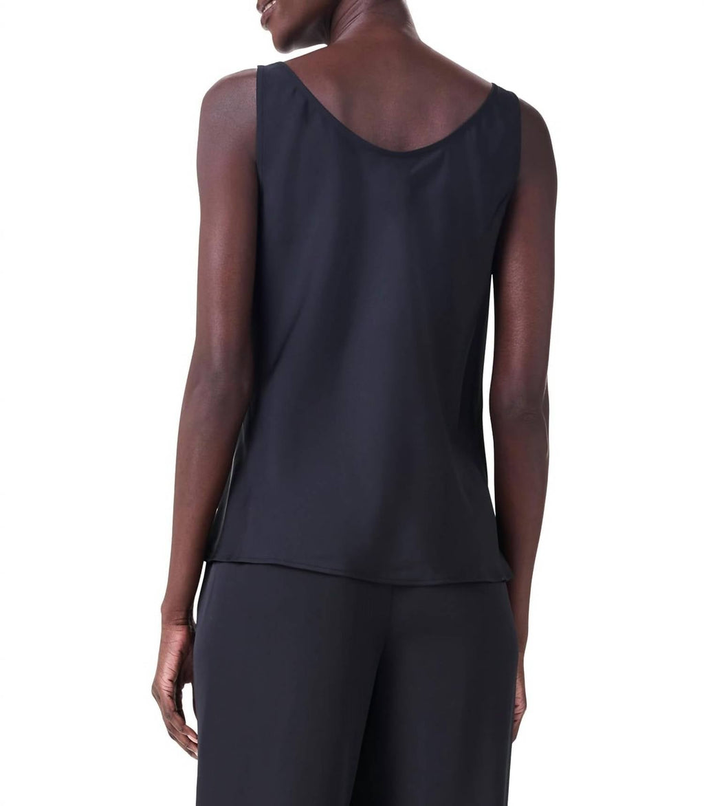 Crepe Drape Tank Top In Black