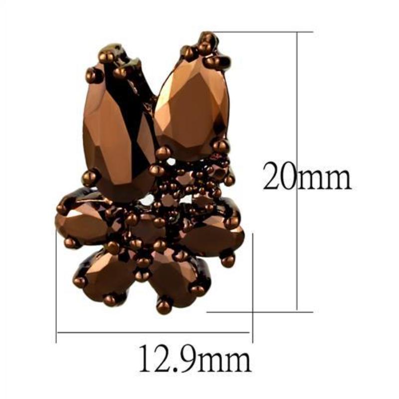 IP Coffee light Brass Earrings with AAA Grade CZ in Light Coffee