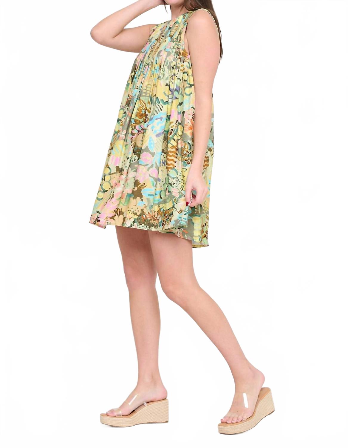 Meadow Pleat Dress In Whispering
