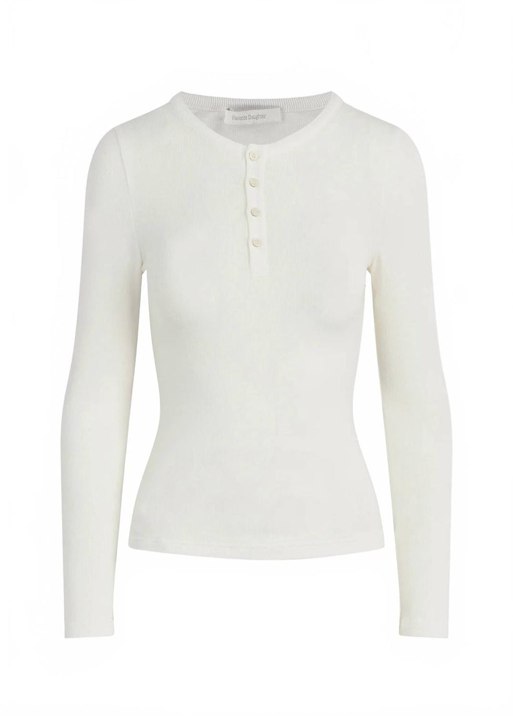 Henley Ribbed Long Sleeve Shirt In White