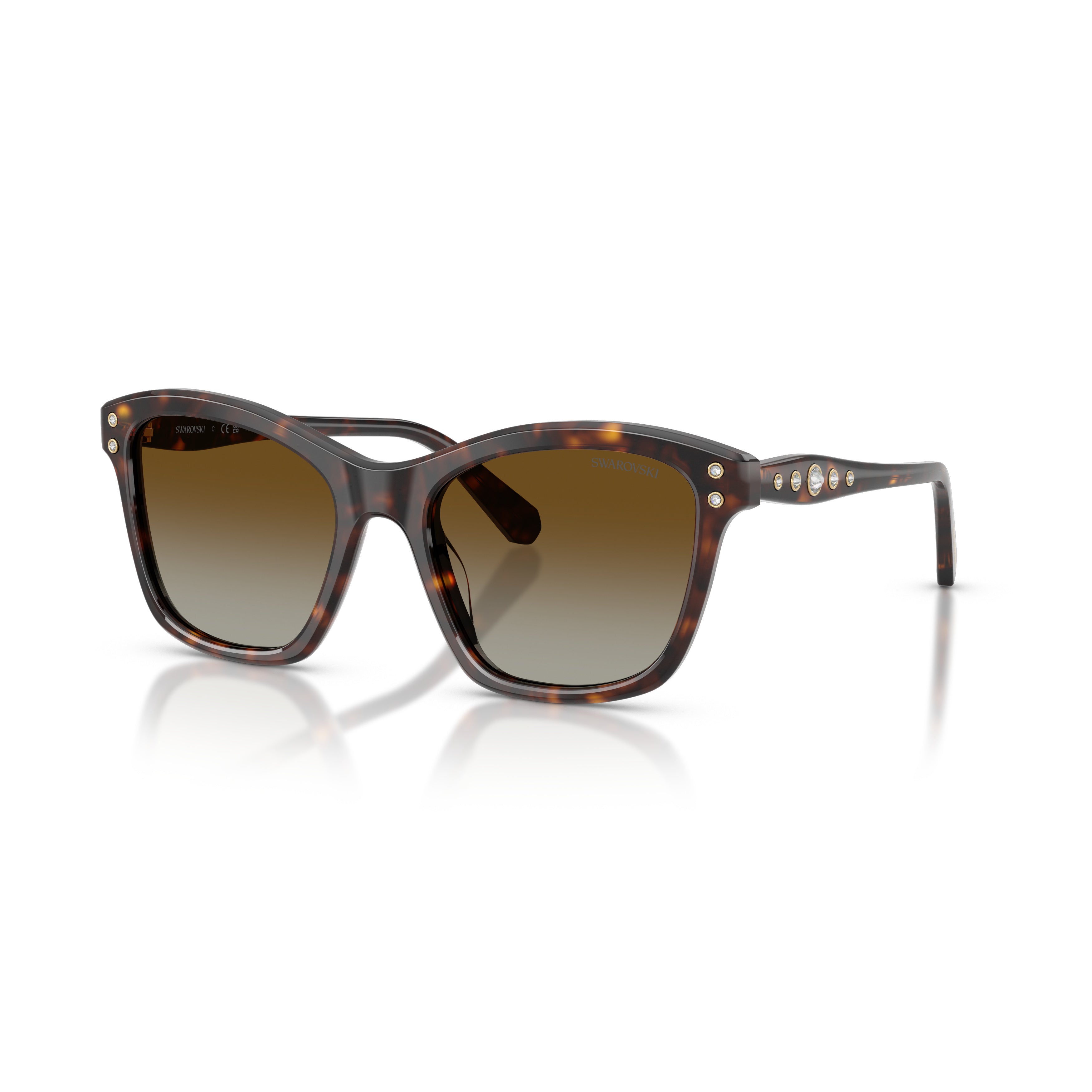 0Sk6063 Classic Tortoiseshell Acetate Sunglasses with Crystal Embellishments