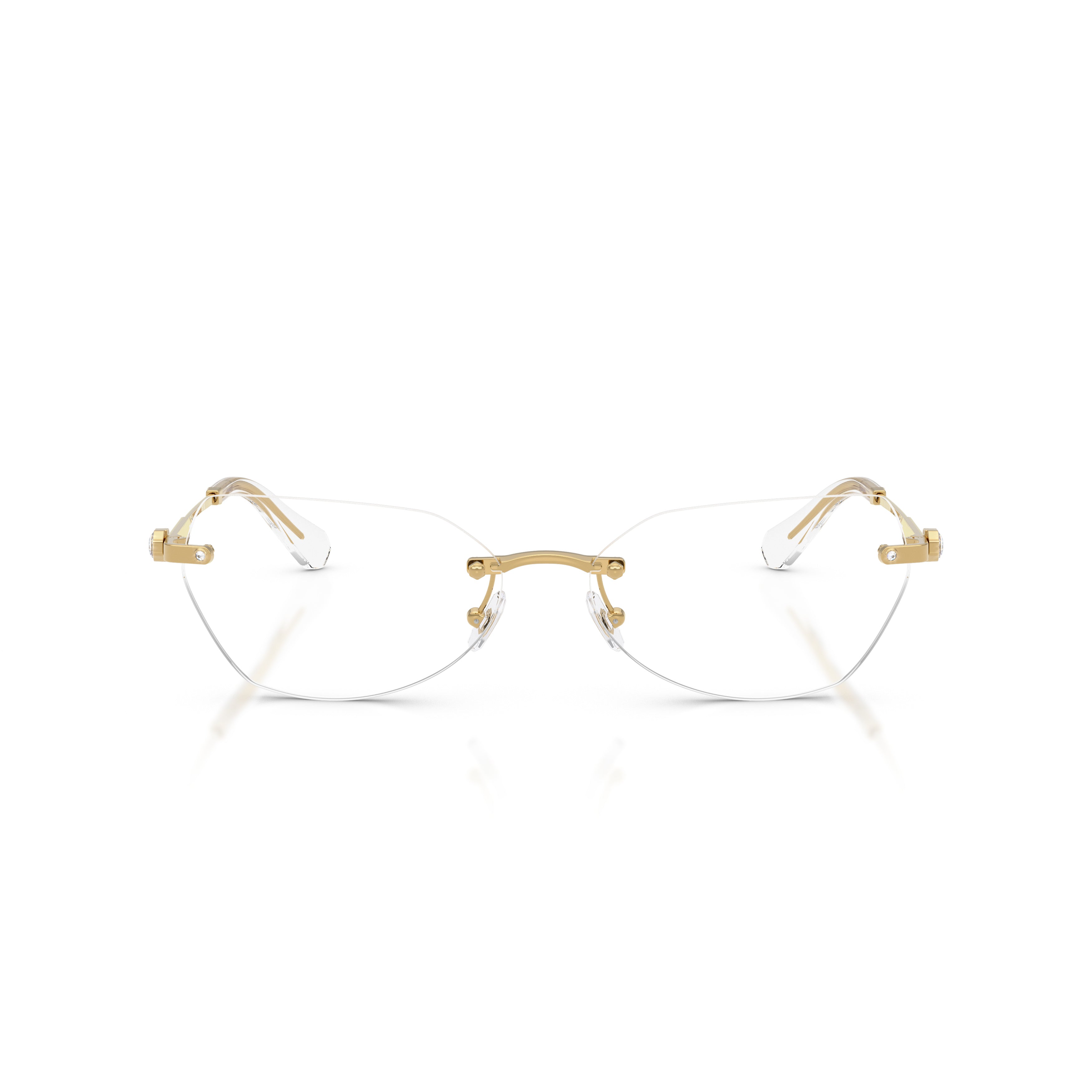 0Sk1031 Gold Rimless Eyeglasses with Crystal Accents