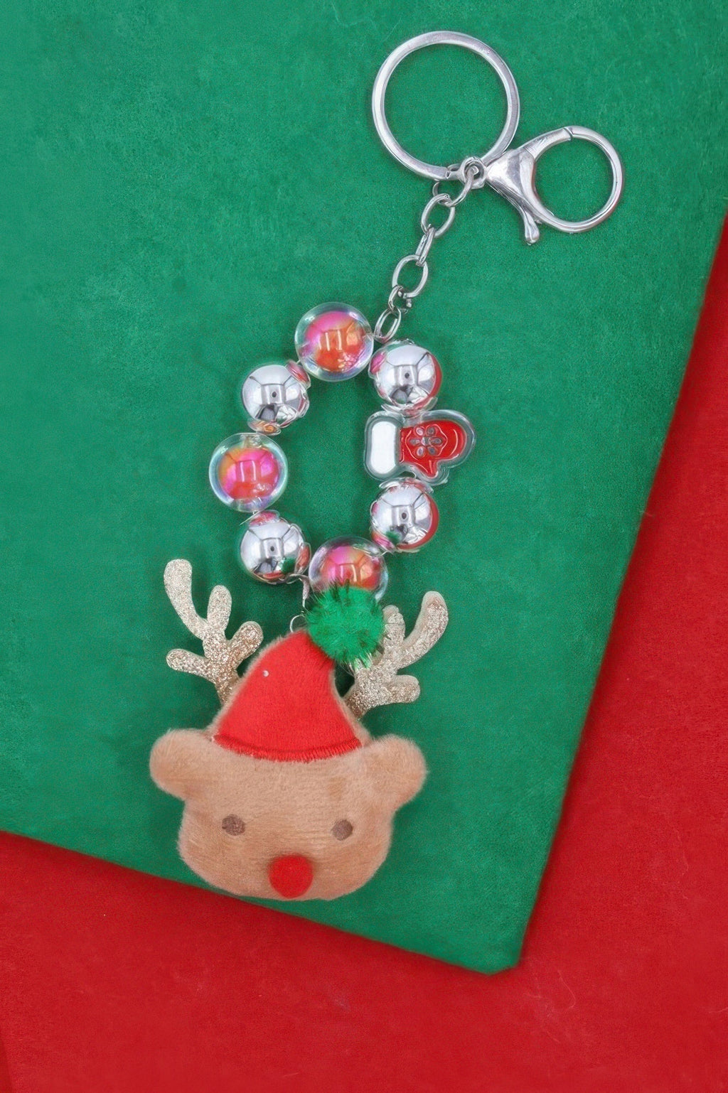 Reindeer Santa Christmas Keychain Charm
