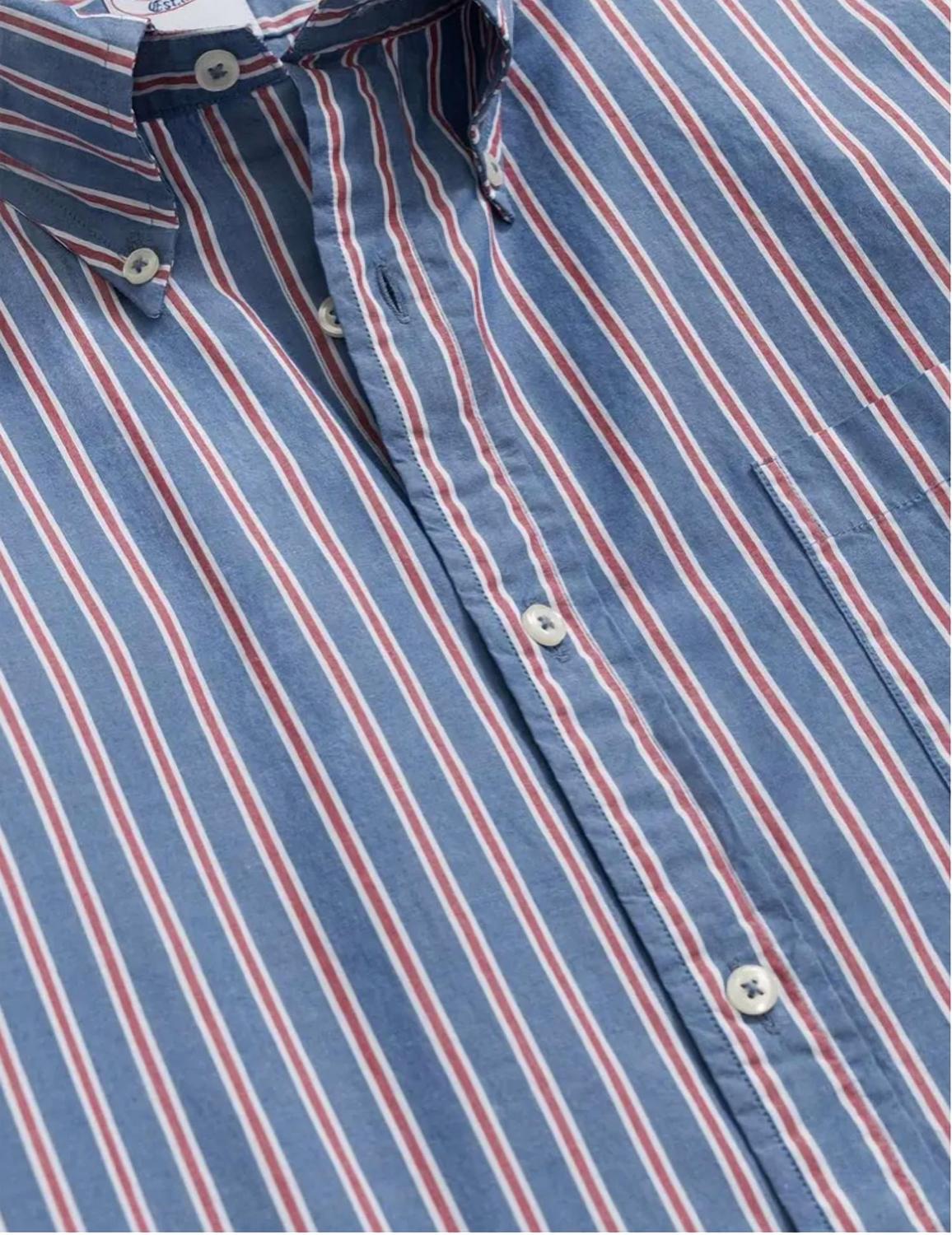 Men's Friday Poplin Stripe Shirt In Mazarine Blue