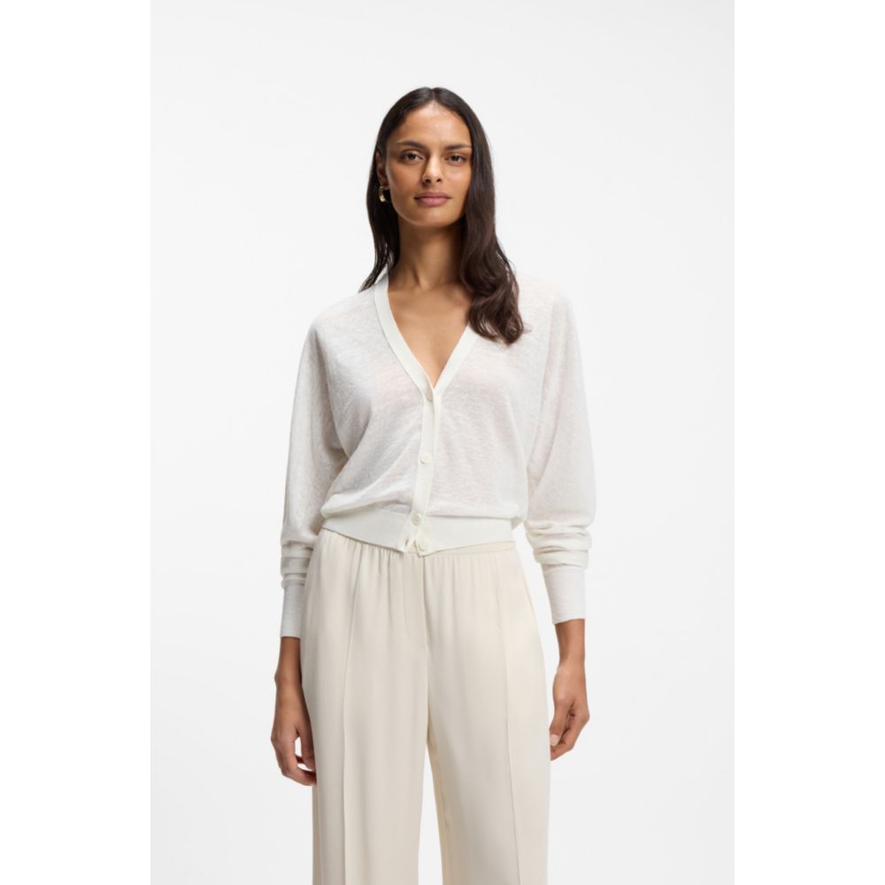 Linen-cotton cardigan with buttoned front