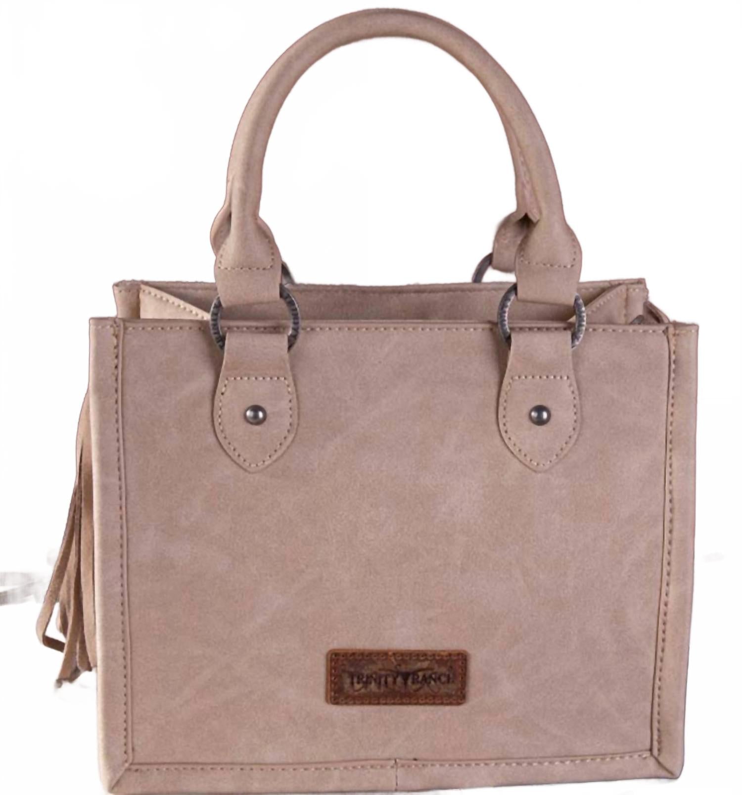 Women's Concealed Carry Hair-On Tooled Fringe Purse In Tan/natural
