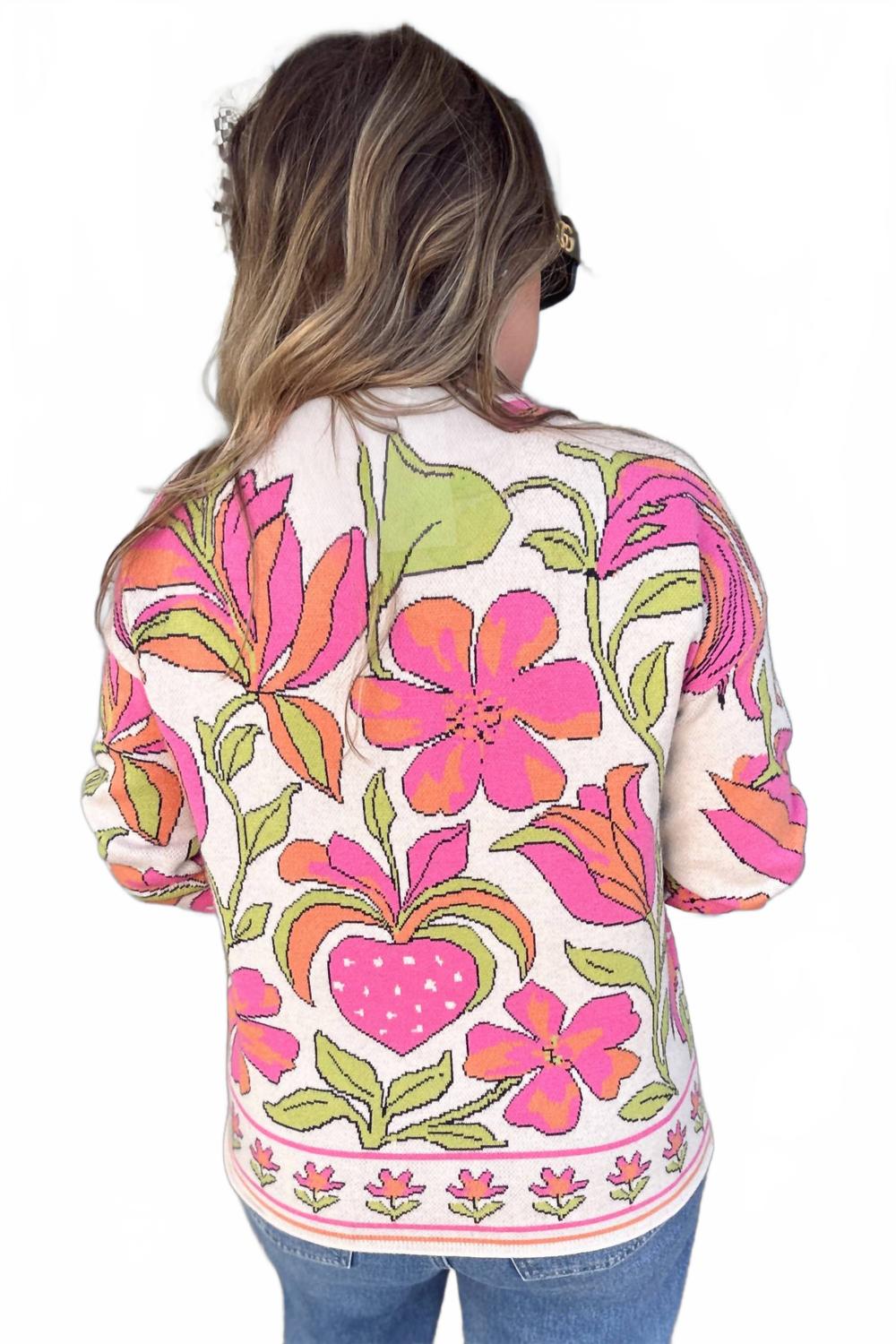 Strawberry Fields Cardigan In Pink
