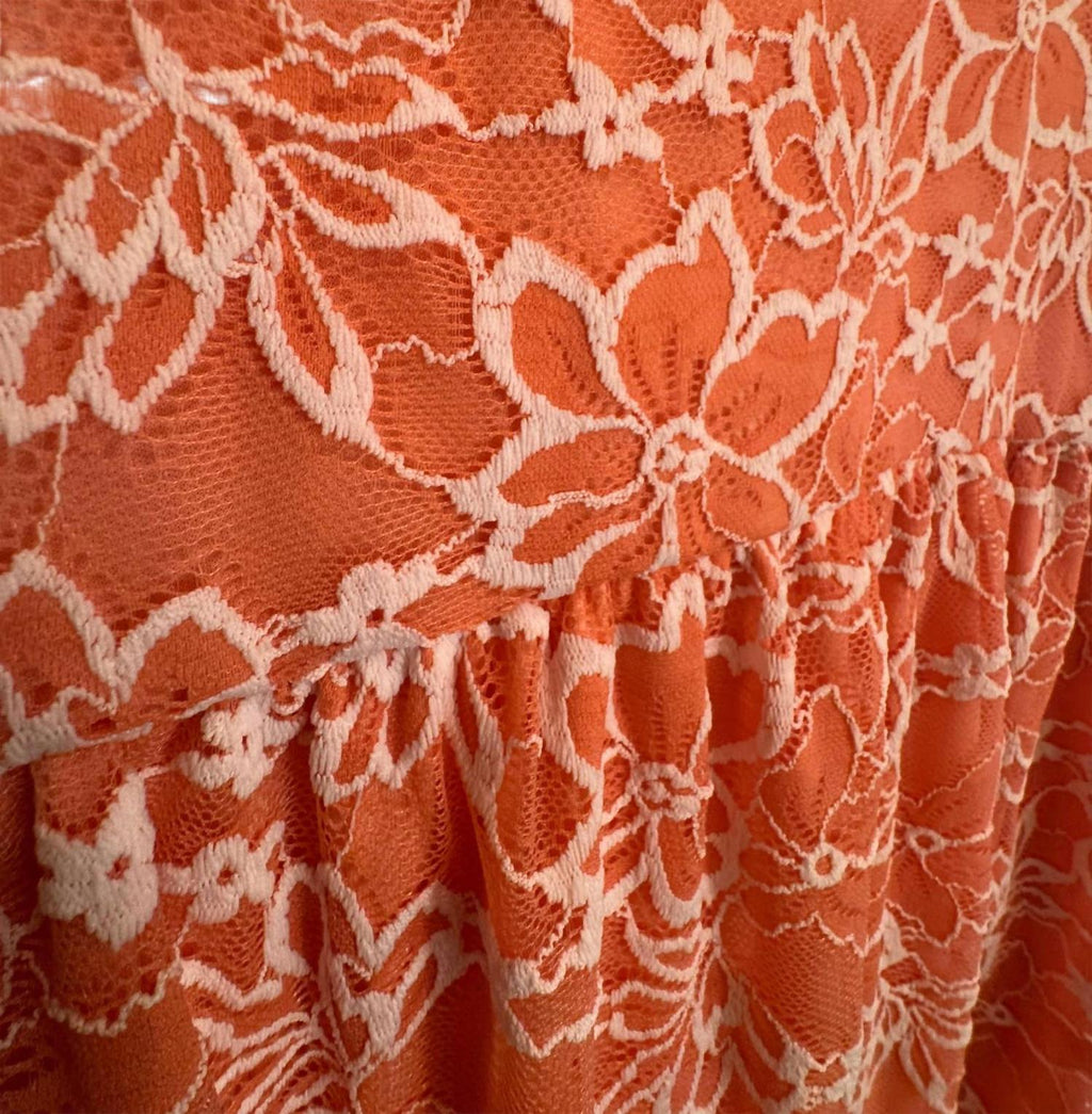 Sunset Lace Maxi Dress In Coral