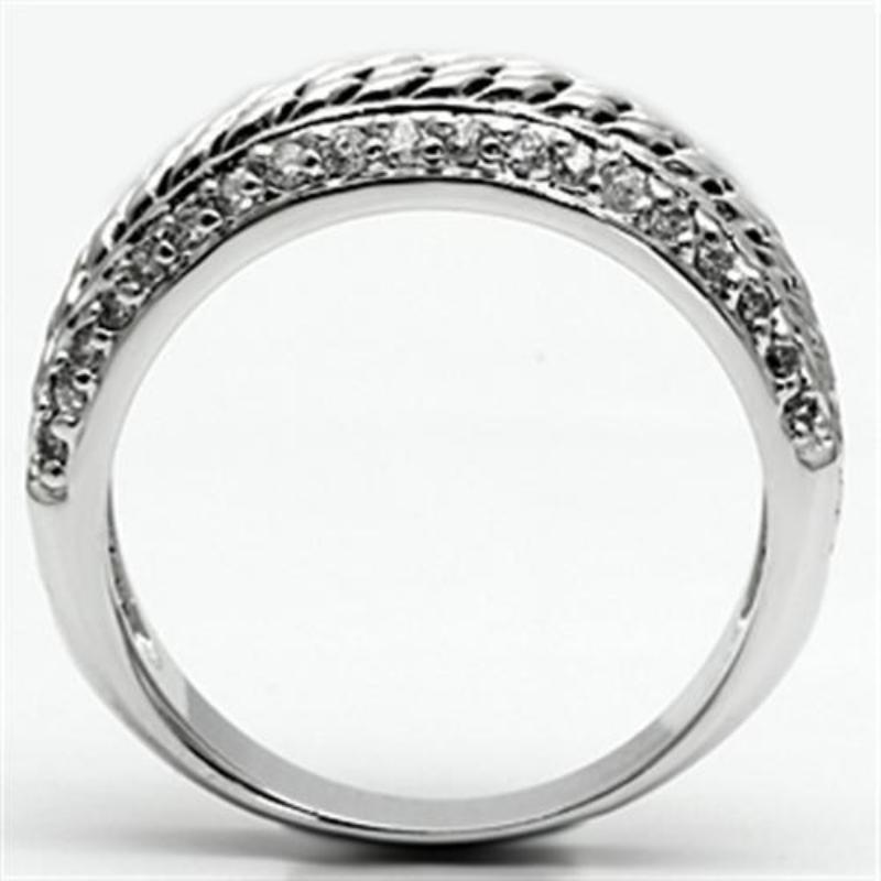 Rhodium Brass Ring with AAA Grade CZ in Clear