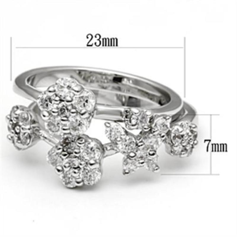 Rhodium Brass Ring with AAA Grade CZ in Clear