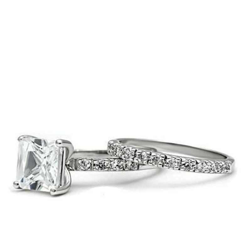 Rhodium Brass Ring with AAA Grade CZ in Clear