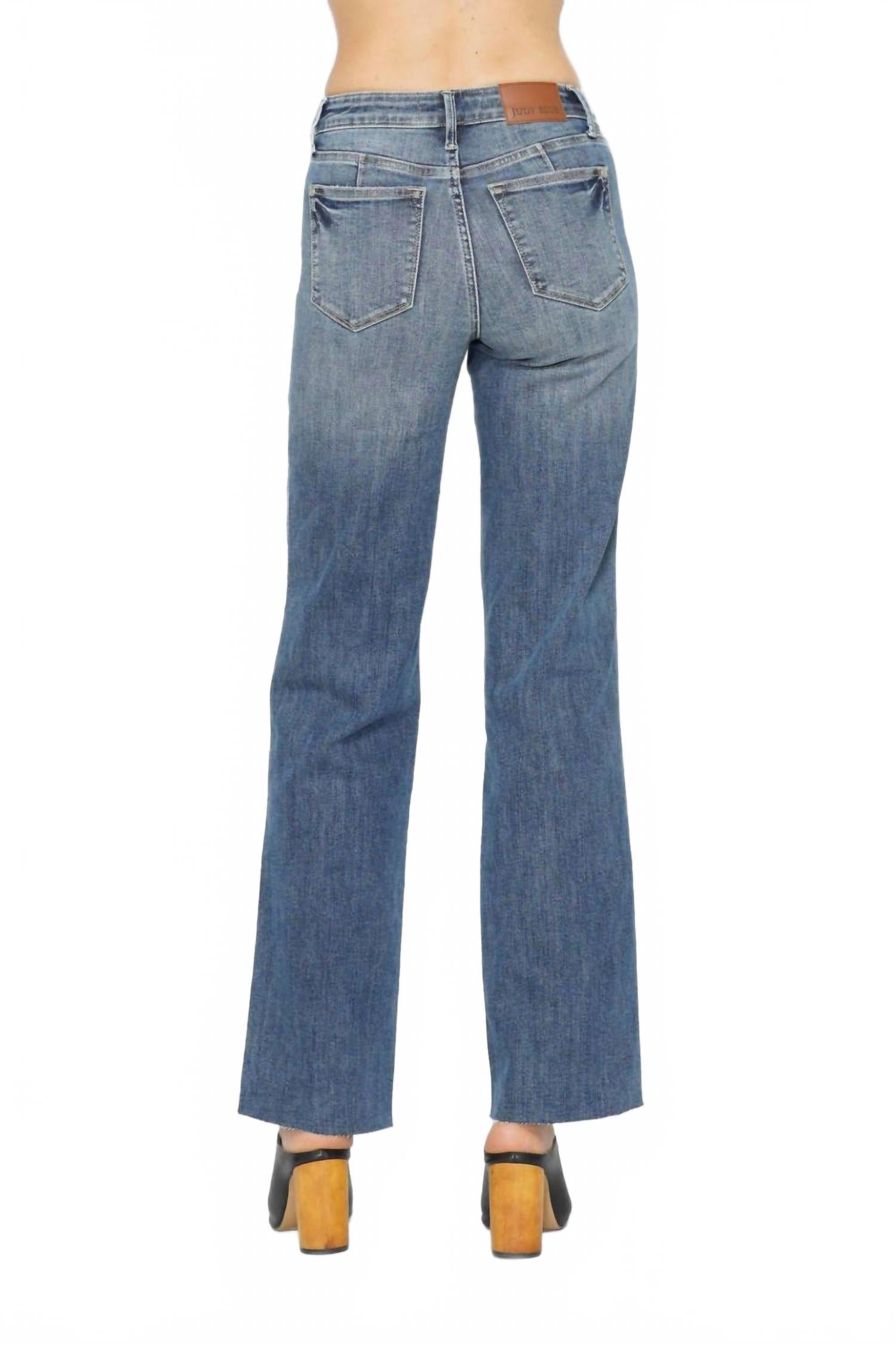 Mid Rise Tummy Control Vintage Straight Leg Jeans In Blue