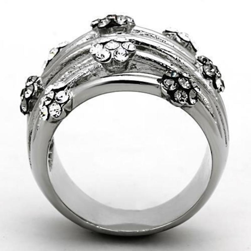 High polished (no plating) Stainless Steel Ring with Epoxy in Jet