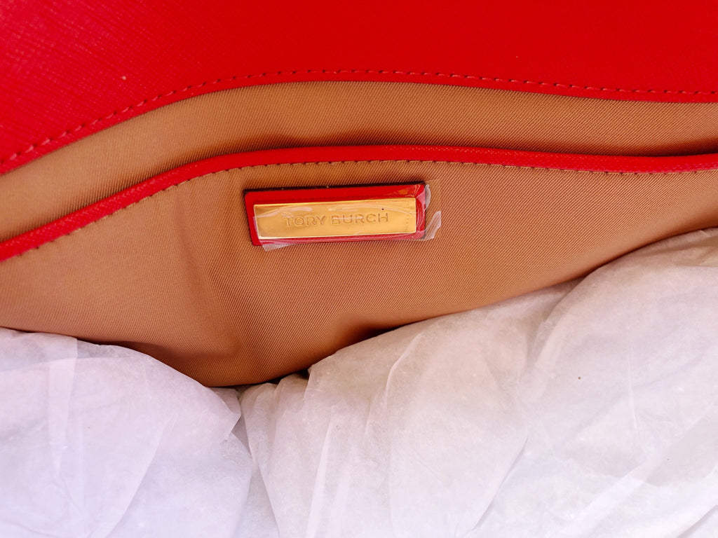 Tory Burch Robinson Small Double-Zip Satchel Bag Poppy Orange Red