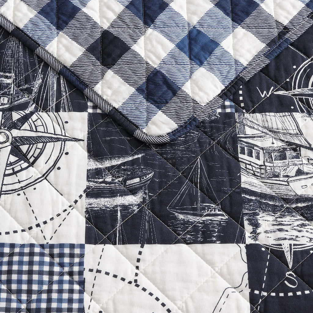 Nautica Sailor's Patchwork Blue Full/Queen Quilt Set