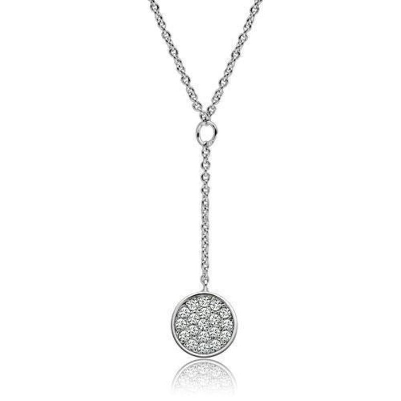 Rhodium Brass Necklace with AAA Grade CZ in Clear