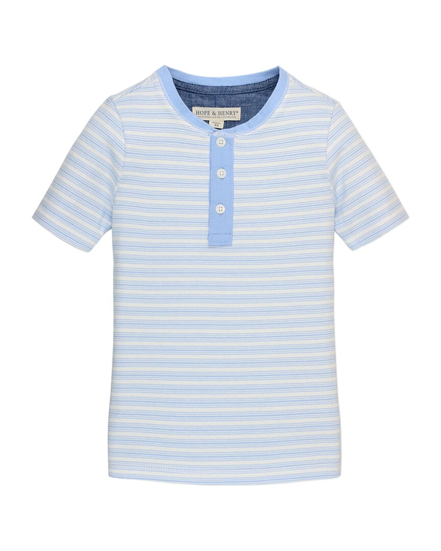 Hope & Henry Short Sleeve Woven Placket Henley