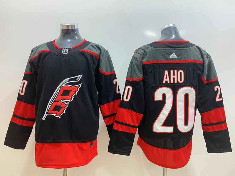 Men's Carolina Hurricanes Sebastian Aho #20 Black Home Breakaway  Player jersey