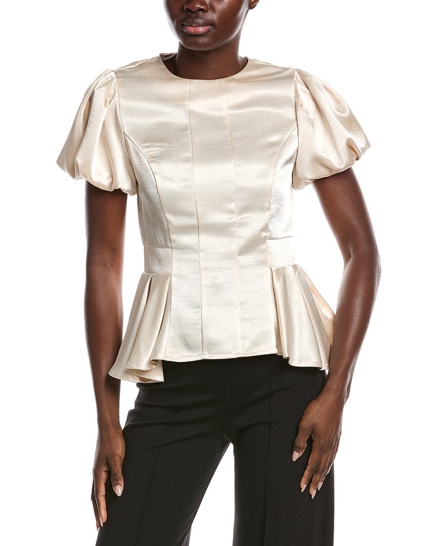 Gracia Puffed Sleeve Ruffle Bottom Top