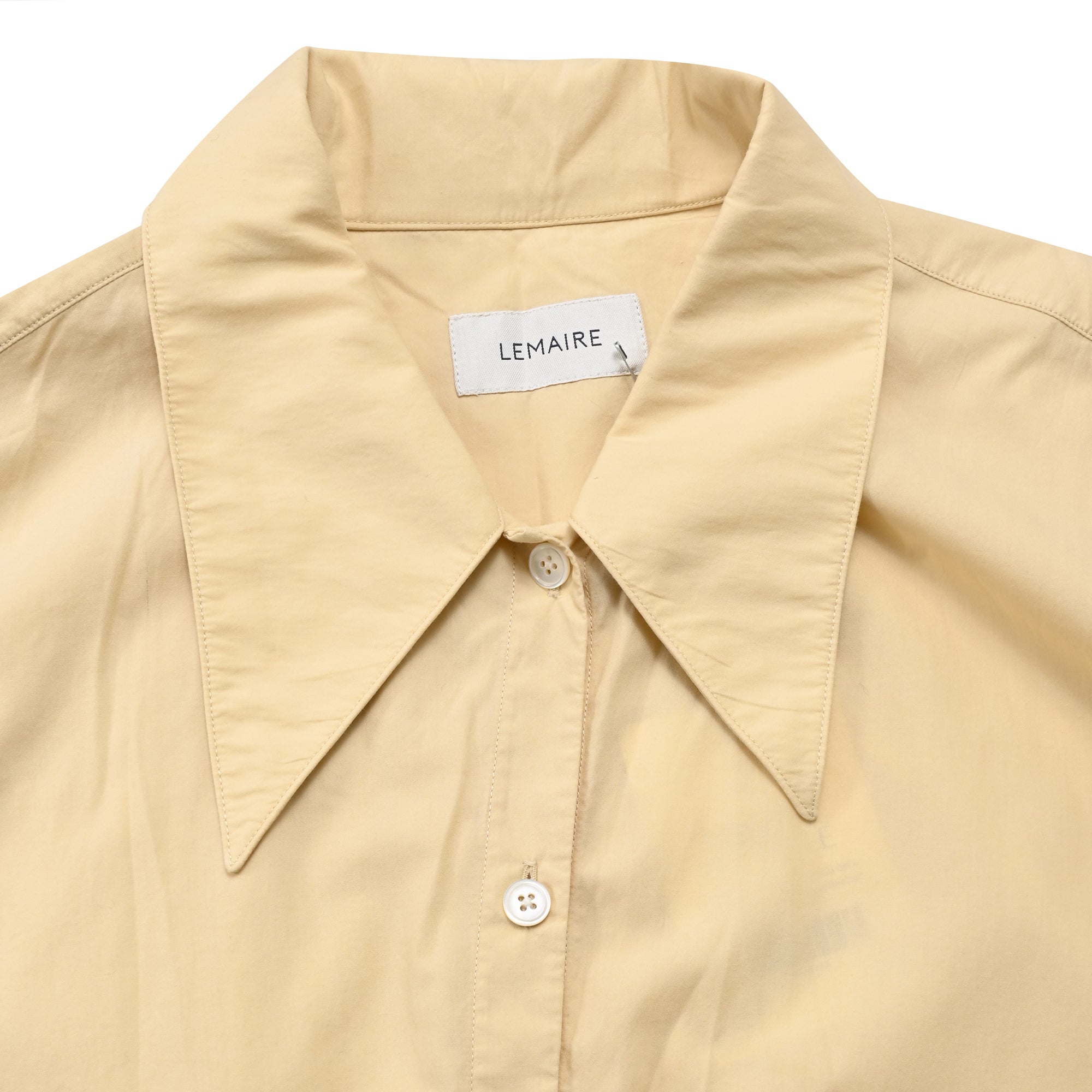 Lemaire Gathered Shirt Dress in Yellow Cotton