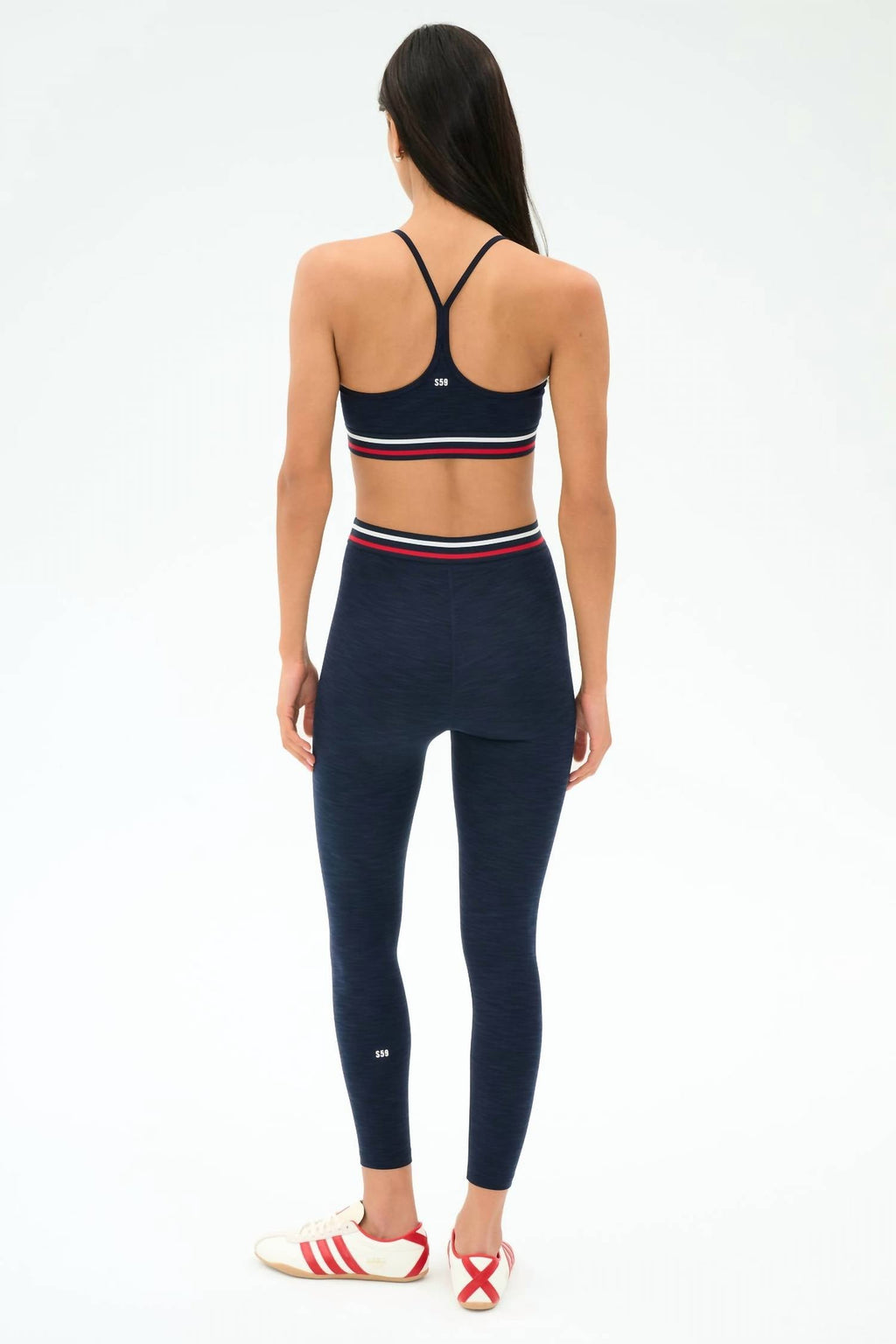 Bailey High Waisted Active Rib 7/8 Leggings In Heather Indigo
