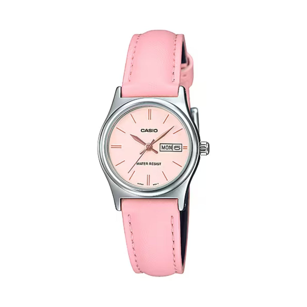 Casio Women’s Pink Leather Strap Watch Pink Dial - LTP-V006L-4BUDF