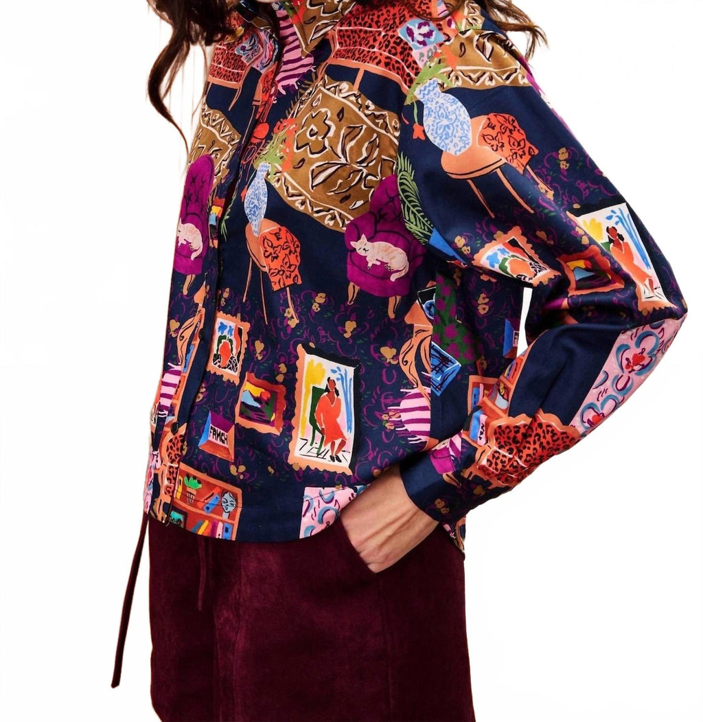Button-Down Top In Salon Nuit