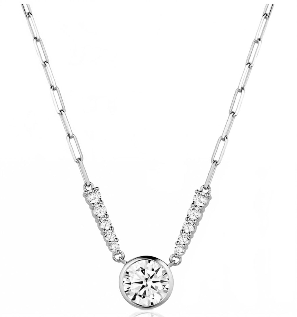 Women's Lean On Me Crystal Cross Necklace In Silver
