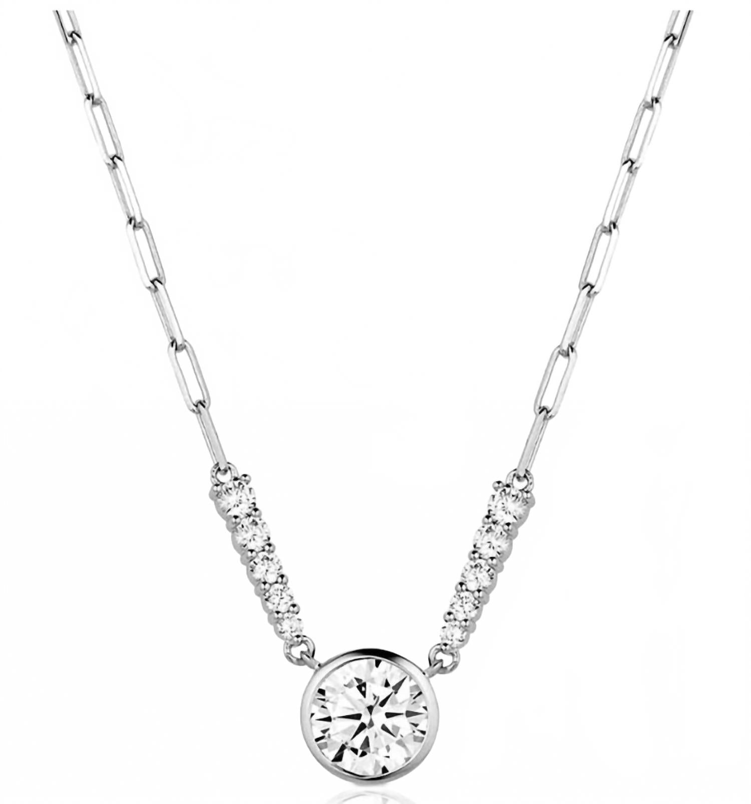 Women's Lean On Me Crystal Cross Necklace In Silver