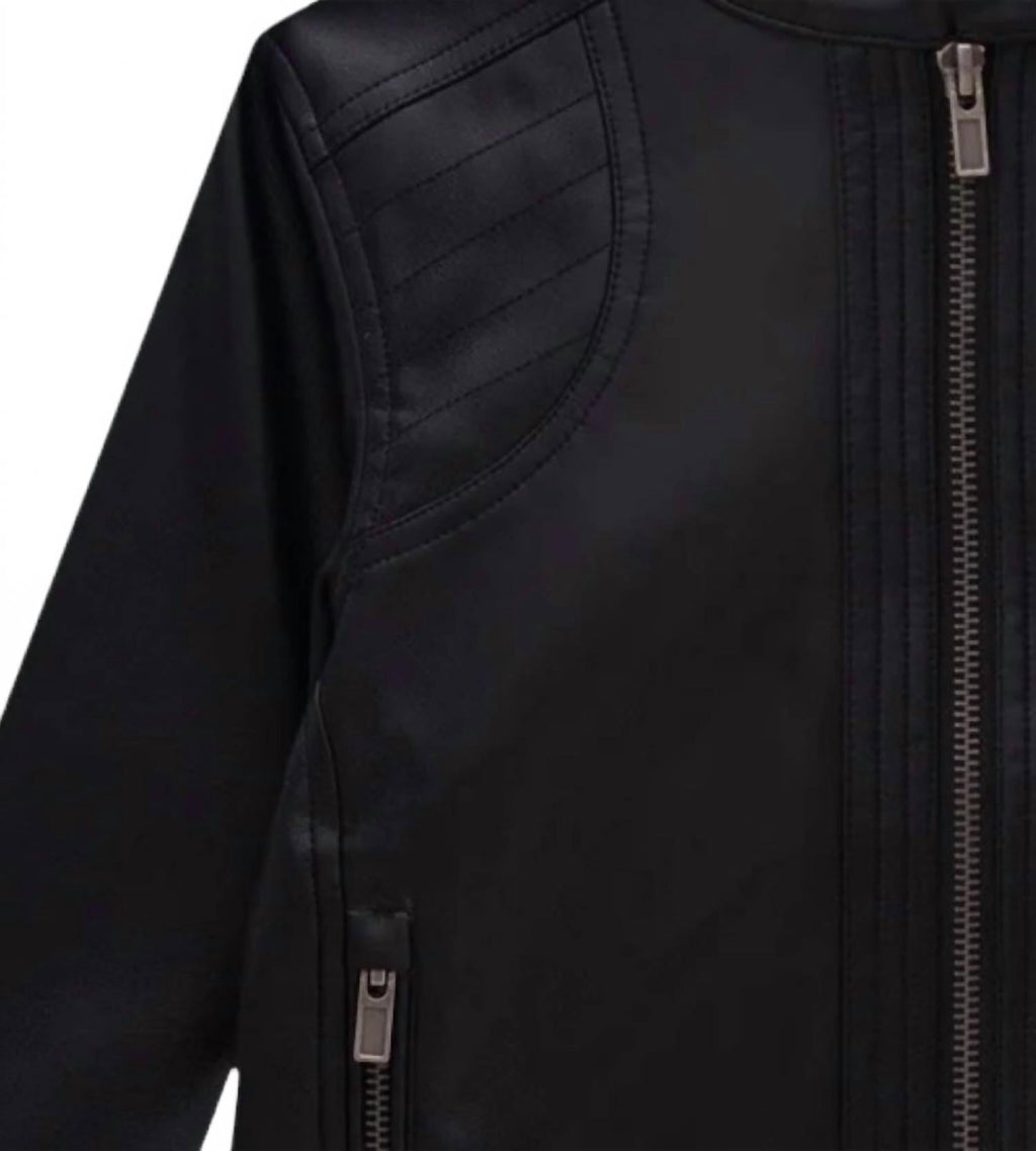 Boys' Leather Jacket In Black