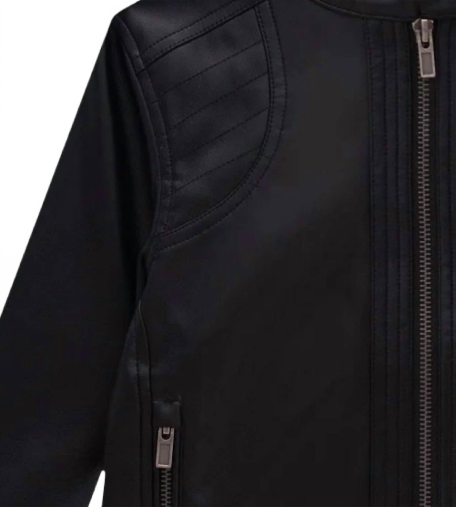 Boys' Leather Jacket In Black