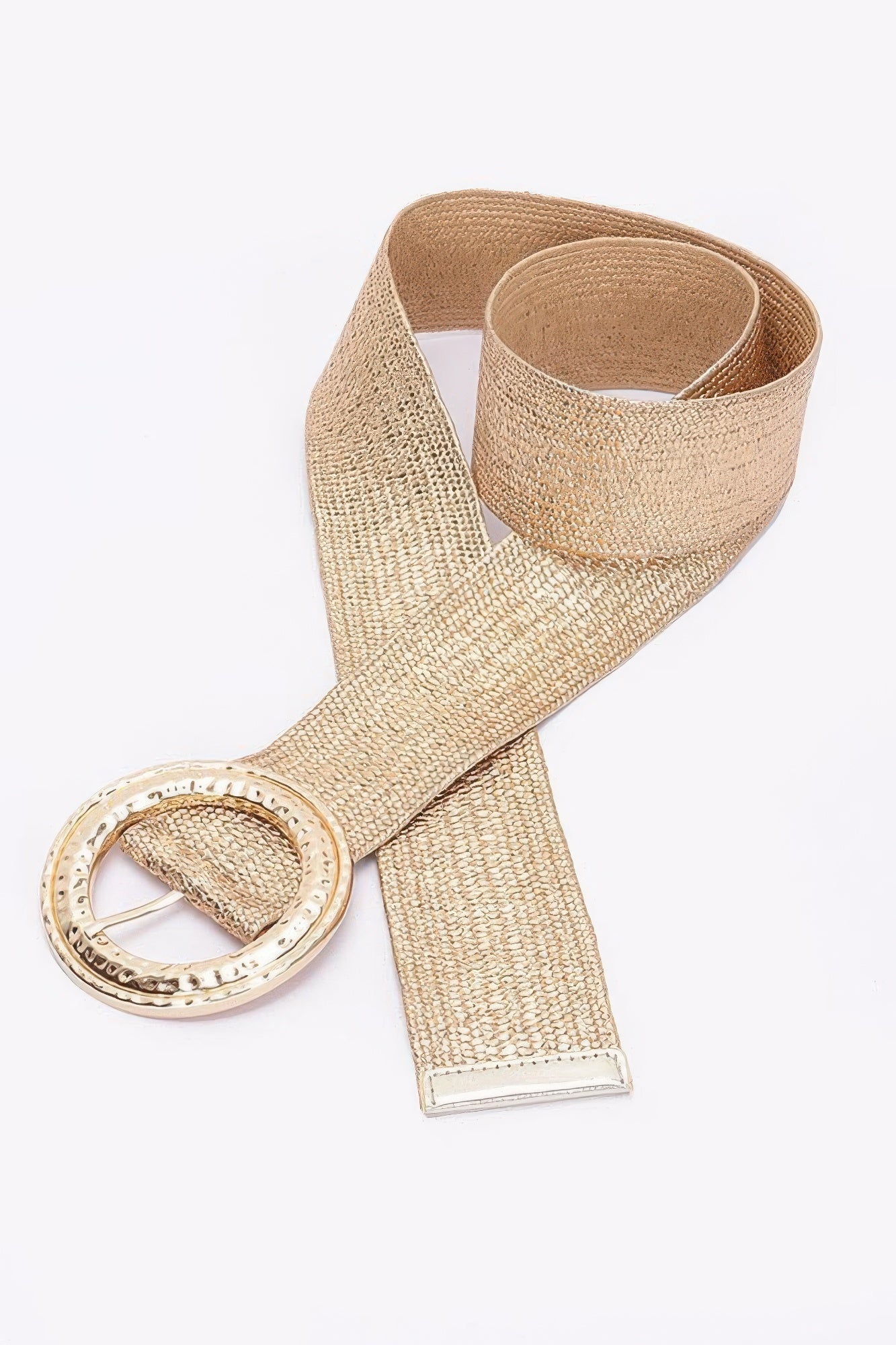 Hammered Metal Buckle Stretch Belt