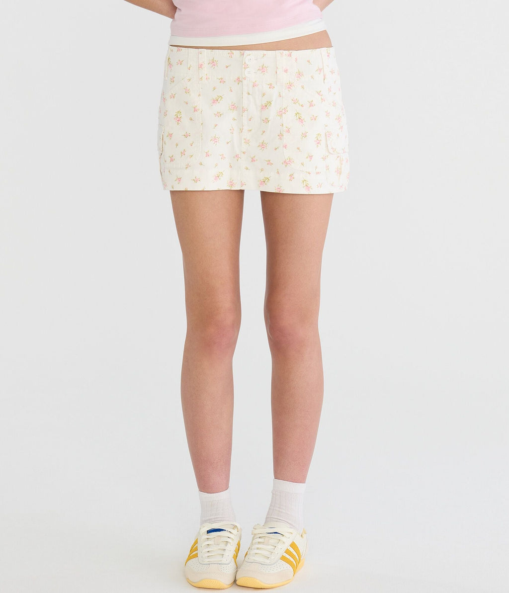 Aeropostale Floral Twill Cargo Low-Rise Mini Skirt