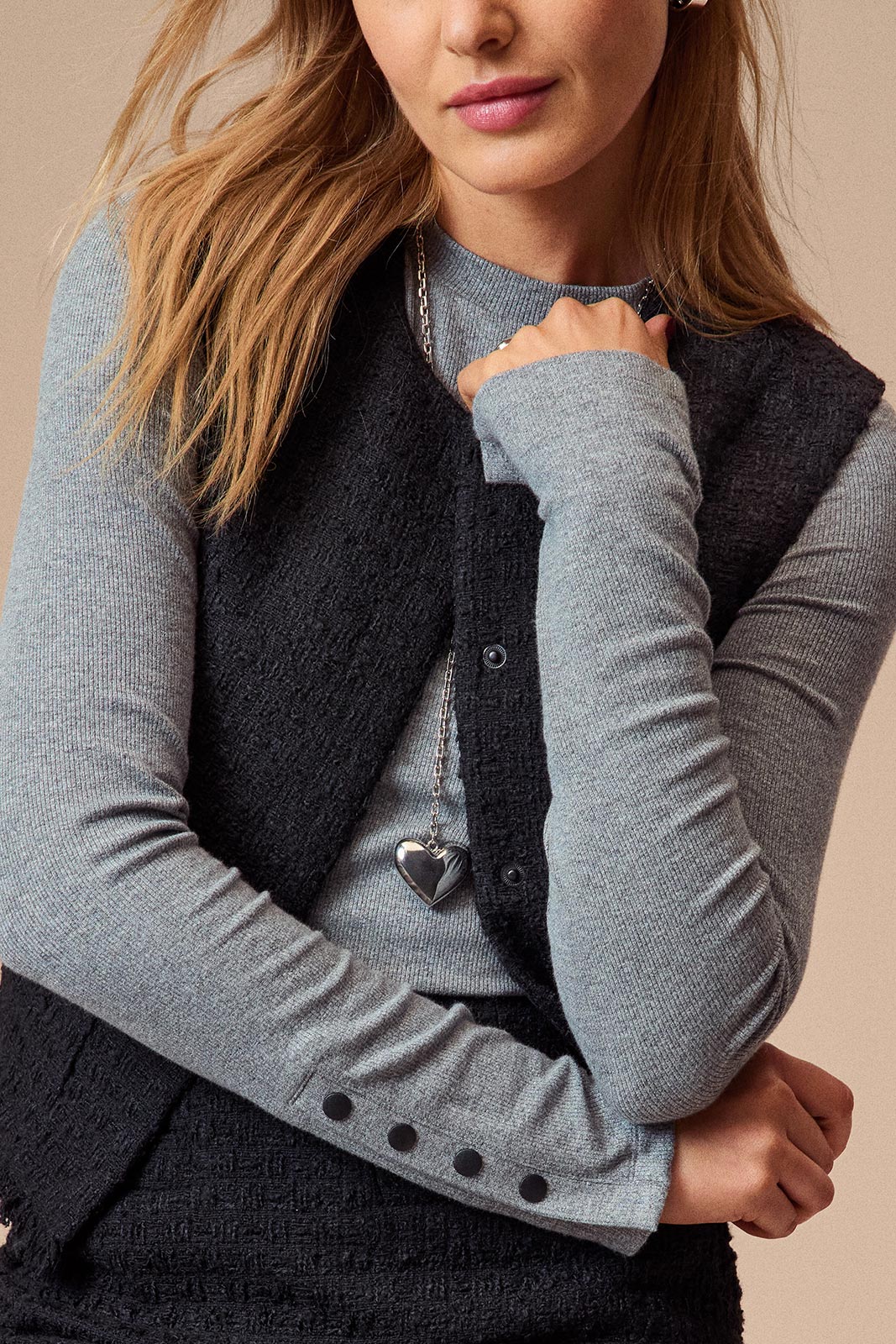 Women's Rilo Ribbed Snap Long Sleeve Top