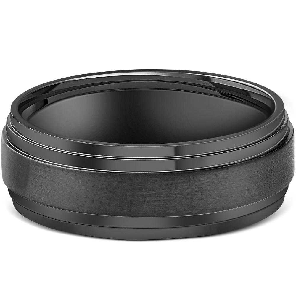 Mens 9mm Titanium Black Comfort fit Brushed Wedding Band Size Selectable